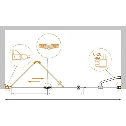 Душевая дверь Cezares 173 см ELENA-W-BS-13-90+45/45-C-Cr, хром/прозрачное - фото 2