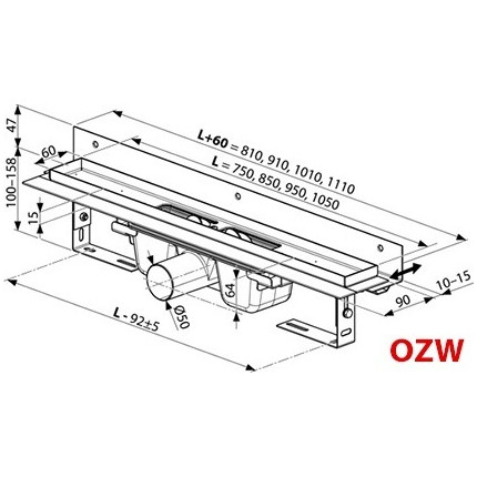 Трап Ravak Runway 750 X01625, Цвет производителя: нержавеющая сталь/мат, Размер трапа: 750 - фото 2
