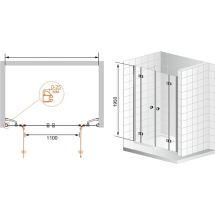 Душевая дверь Cezares 200 см VERONA-W-B-22-200-C-Cr, хром/прозрачное - фото 2