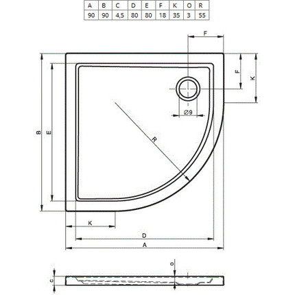 Акриловый поддон Riho Zurich 280 90х90 см D001022005 - фото 2