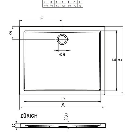 Акриловый поддон Riho Zurich 256 140х90 см D001010005 - фото 2