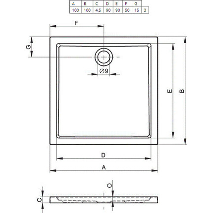 Акриловый поддон Riho Zurich 260 100х100 см D001012005 - фото 2