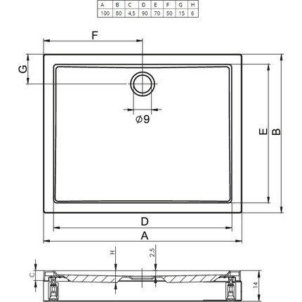 Акриловый поддон Riho Davos 273 100х80 см D002013005 - фото 2