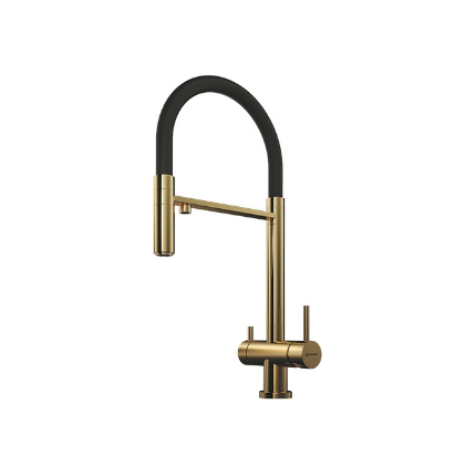 Смеситель для кухни Omoikiri Kanto-PVD-LG 4994014, светлое золото/черный - фото 