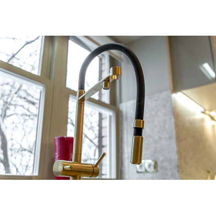 Смеситель для кухни Omoikiri Kanto-PVD-LG 4994014, светлое золото/черный - фото 7