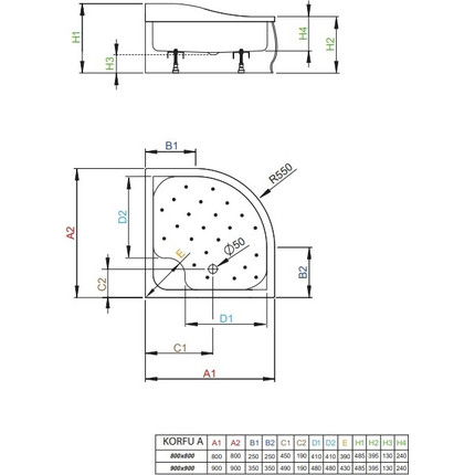 Поддон акриловый Radaway Korfu A900 90х90 см 4S99400-03 - фото 2