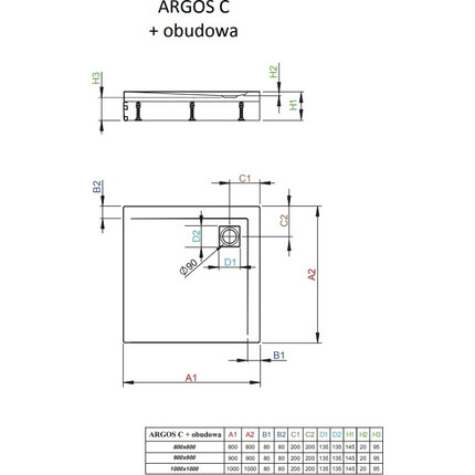 Поддон акриловый Radaway Argos C800 80х80 см 4ACN88-02 - фото 2