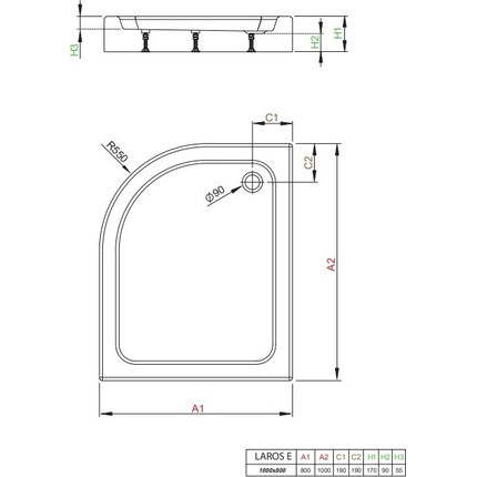 Поддон акриловый Radaway Laros E Compact 100х80 см SLE81017-01R - фото 2