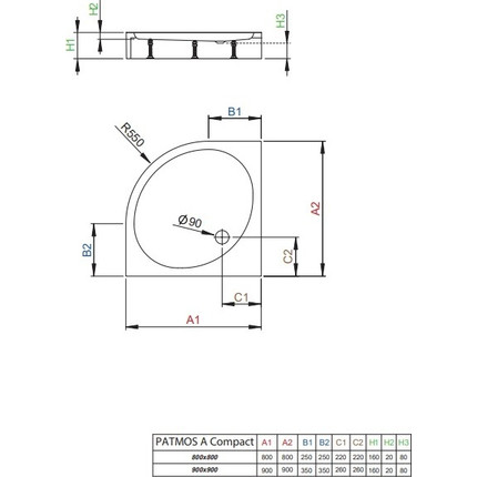 Поддон акриловый Radaway Patmos A800 Compact 80х80 см 4S88155-05 - фото 2