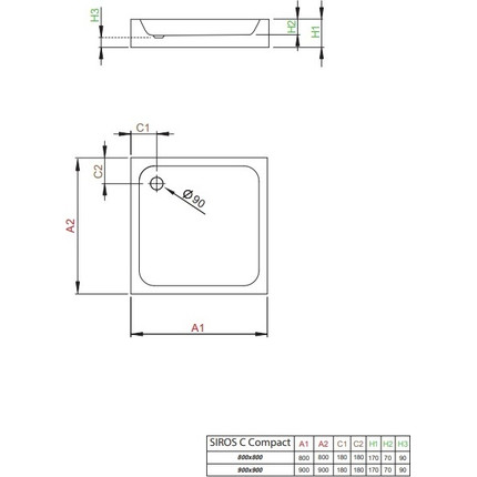 Поддон акриловый Radaway Siros C800 Compact 80х80 см SBC8817-2 - фото 2