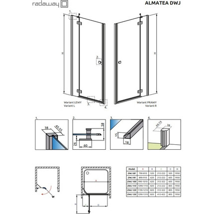 Душевая дверь Radaway Almatea DWJ R 130 см, хром/прозрачное - фото 3