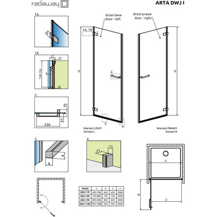 Душевая дверь Radaway Arta DWJ I 80 см L/R, хром/прозрачное - фото 2