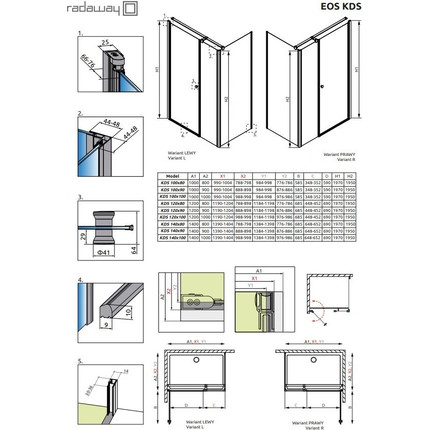 Душевое ограждение Radaway EOS KDS 100х80 см L/R, хром/прозрачное - фото 2
