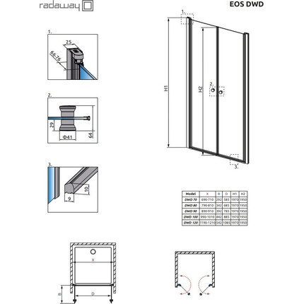 Душевая дверь Radaway EOS DWD 70 см, хром/прозрачное - фото 3