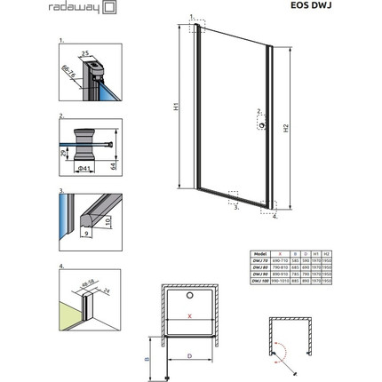 Душевая дверь Radaway EOS DWJ 70 см, хром/матовое - фото 3