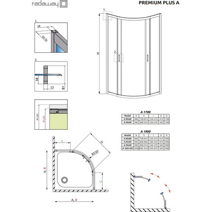 Душевое ограждение Radaway Premium Plus A 80х80х170 см, хром/прозрачное - фото 3