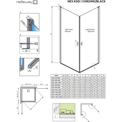 Душевое ограждение Radaway Nes KDD I 100х100 см, хром/прозрачное - фото 3