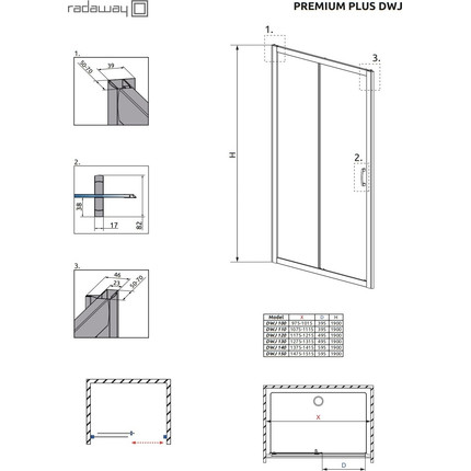 Душевая дверь Radaway Premium Plus DWD 140х190 см, хром/прозрачное - фото 3