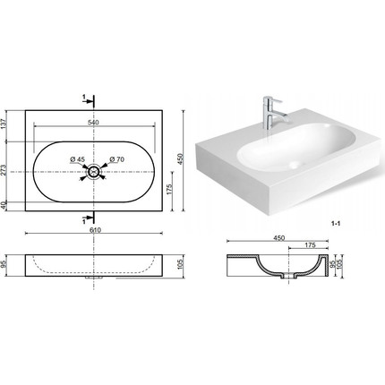 Раковина врезная на столешницу Эстет Ника 60 см ФР-00000795 - фото 2