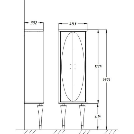 Пенал напольный Smile Ибица 45 см, белый/хром - фото 4