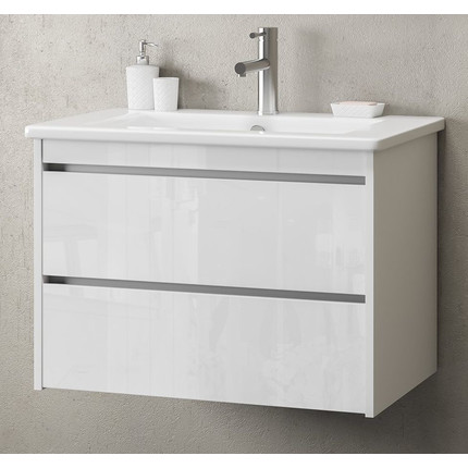 Тумба подвесная с раковиной Smile Фреш 80 см, 2 ящика, белый - фото 