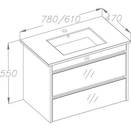 Тумба подвесная с раковиной Smile Фреш 80 см, 2 ящика, белый - фото 4