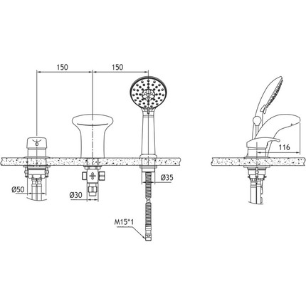 Смеситель для ванны Bravat Cascade Cobra F5140197CP-1-RUS - фото 2