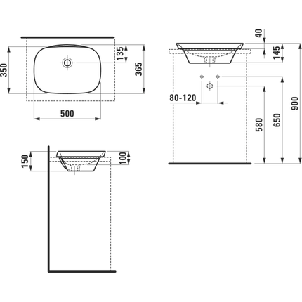 Раковина врезная на столешницу Laufen INO 50 см 8.1730.2.000.109.1 - фото 6