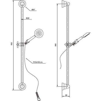 Душевой гарнитур Paini Bologna BLCR121 - фото 3