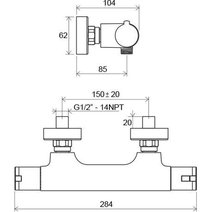 Смеситель для душа с термостатом Ravak Termo TE 032.00/150 X070034 - фото 4