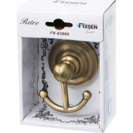Двойной крючок Fixsen Retro FX-83805, цвет бронза - фото 2
