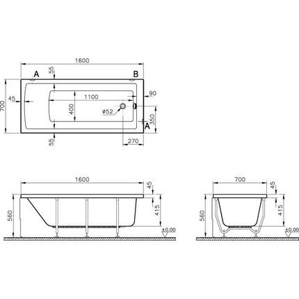 Ванна акриловая Vitra Neon 160x70 см - фото, картинка 4 Ванна акриловая Vitra Neon 160x70 см - фото 4