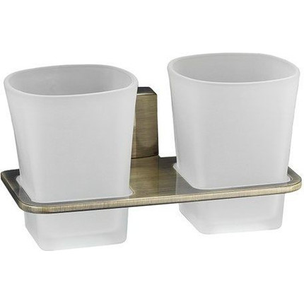 Стакан двойной для зубных щеток WasserKraft Exter K-5228D, цвет светлая бронза - фото 