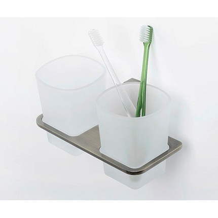 Стакан двойной для зубных щеток WasserKraft Exter K-5228D, цвет светлая бронза - фото 2