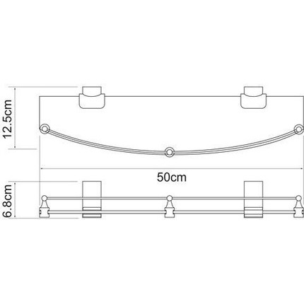 Полка стеклянная WasserKraft Exter K-5244 50 см, цвет светлая бронза - фото 4