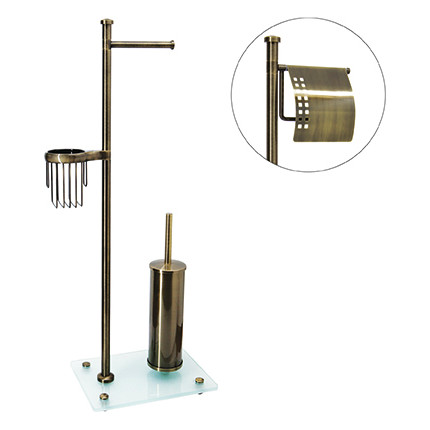 Стойка с держателем и ёршиком WasserKraft Exter K-1234, цвет светлая бронза - фото 2
