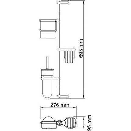 Стойка с держателем и ёршиком WasserKraft Isar K-1468, цвет тёмная бронза - фото 3