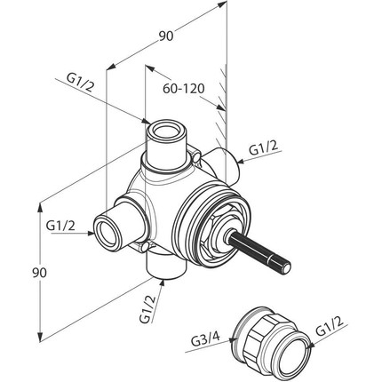 Скрытая часть Kludi Ambienta DN 15 29747 - фото 2