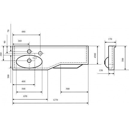 Раковина Акватон Отель 127 см 1A70113WOT01L - фото 4