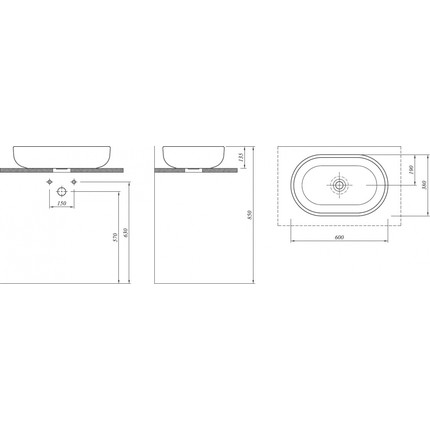 Раковина врезная на столешницу Kale Zero 60 см - фото 3