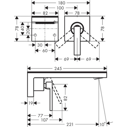 Смеситель для раковины настенный Axor MyEdition 47062000, хром, Цвет производителя: хром - фото 2
