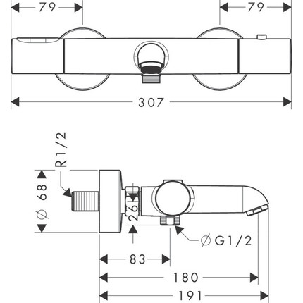 Смеситель для ванны с термостатом Axor Citterio M 34435000 - фото, картинка 3 Смеситель для ванны с термостатом Axor Citterio M 34435000 - фото 3