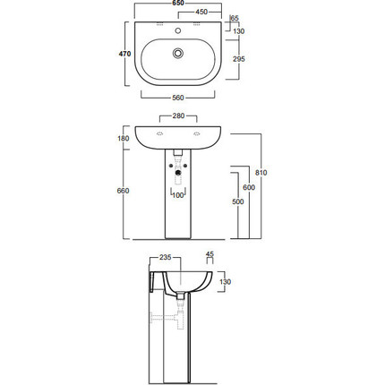 Раковина с пьедесталом Simas E-Line 65 см EL05bi*1 - фото 4