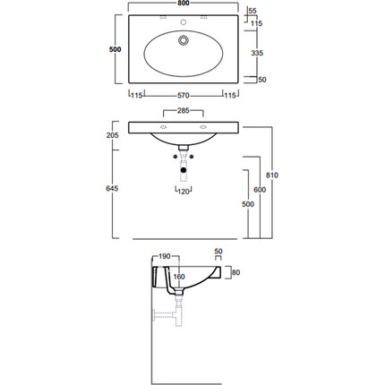 Раковина подвесная Simas Lft Spazio 80 см LFT44nero*1 - фото 3