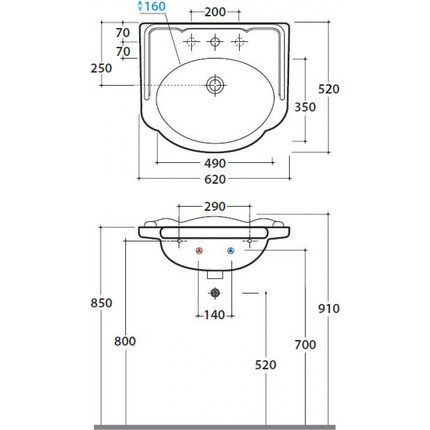 Раковина подвесная Globo Paestum 60 см PA057.BI*1 - фото, картинка 3 Раковина подвесная Globo Paestum 60 см PA057.BI*1 - фото 3