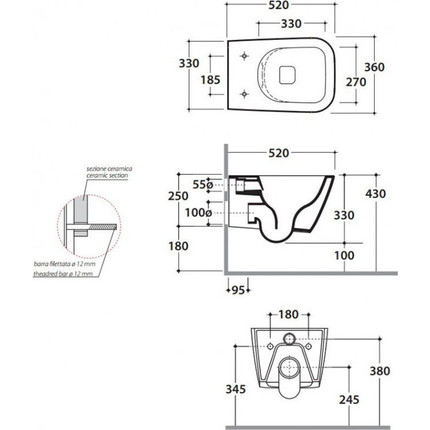 Унитаз подвесной безободковый Globo Stone 52х36 см STS05.BI, Цвет производителя: белый - фото, картинка 5 Унитаз подвесной безободковый Globo Stone 52х36 см STS05.BI, Цвет производителя: белый - фото 5