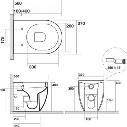 Унитаз приставной Kerasan Flo 311801bi, глубина 560 мм - фото 9