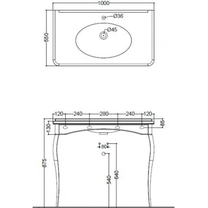 Раковина на ножках Kerasan Retro 100 см 1049K0 bi*1 cr legs - фото 8