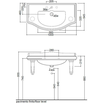 Раковина подвесная Kerasan Retro 100 см 105001*1 - фото 4
