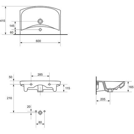 Раковина подвесная Cersanit Carina 60 см UM-CAR60/1 - фото 7
